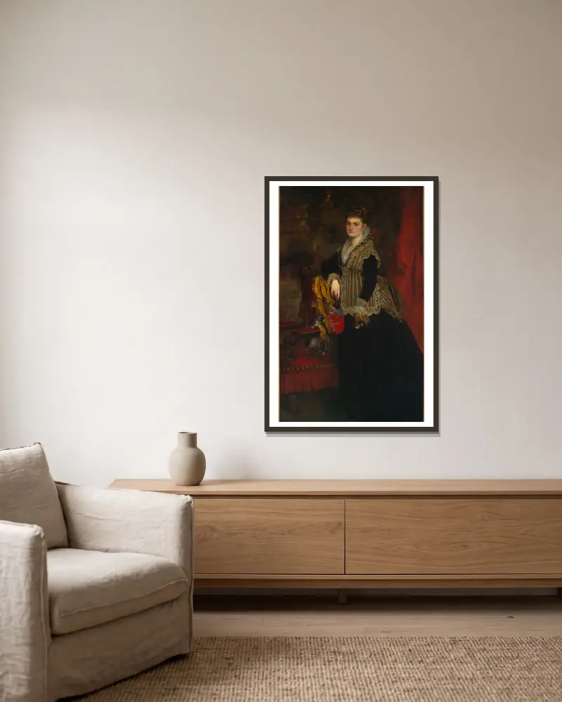 Portrait of Wilhelmine Keller av Ferdinand Keller inramad på en vägg