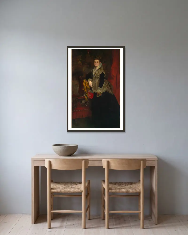 Portrait of Wilhelmine Keller av Ferdinand Keller inramad på en vägg