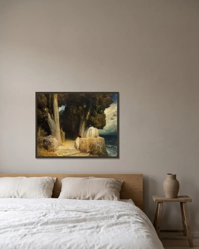 Sappho av Ferdinand Keller inramad på en vägg