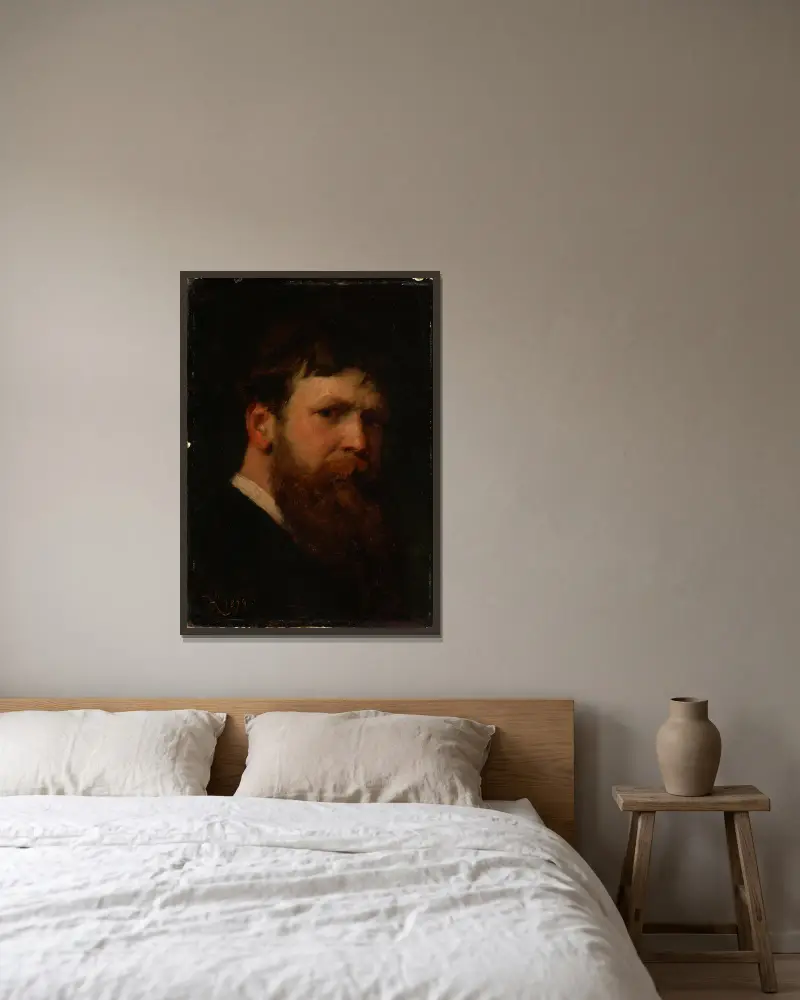 Selbstbildnis von Ferdinand Keller gerahmt an einer Wand