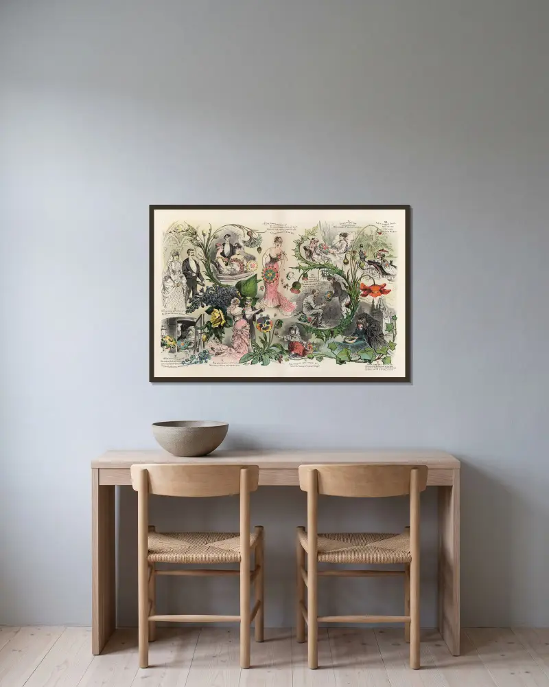 Stadtblumen von Joseph Ferdinand Keppler gerahmt an einer Wand