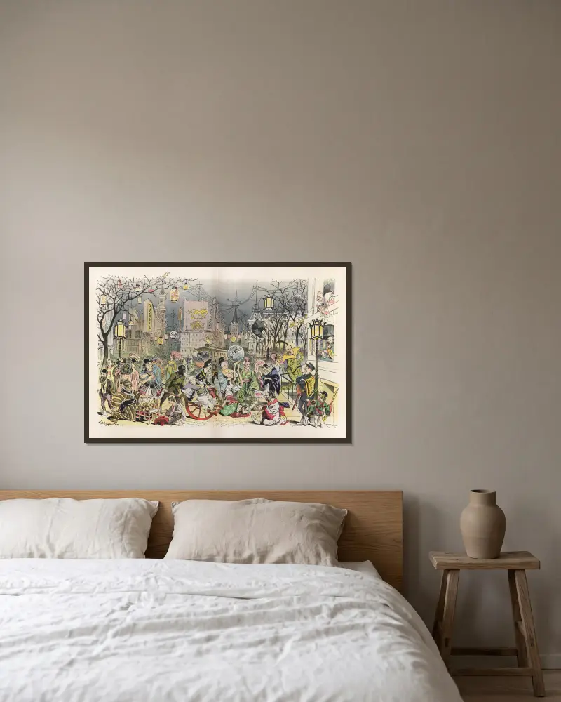 Our Japanese village av Joseph Ferdinand Keppler inramad på en vägg
