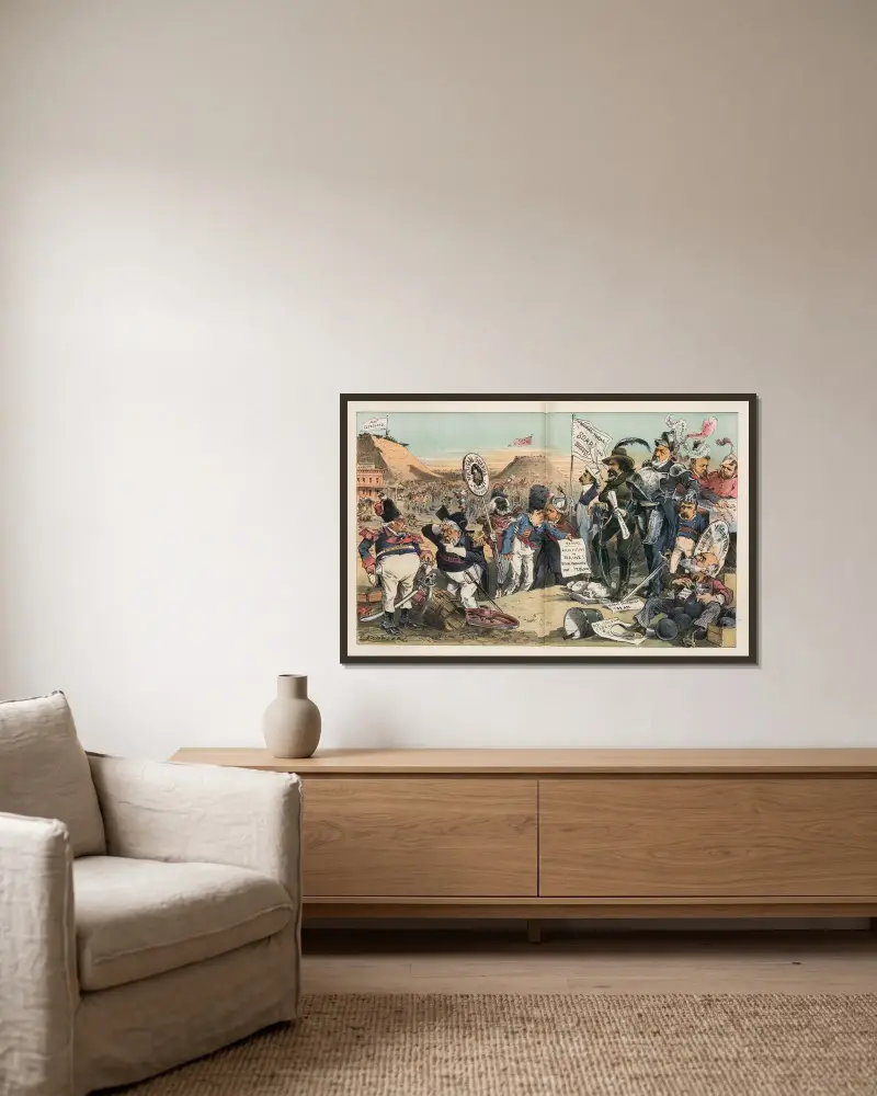 Der pyrrhische Sieg der Mulligan Guards in Maine von Joseph Ferdinand Keppler gerahmt an einer Wand