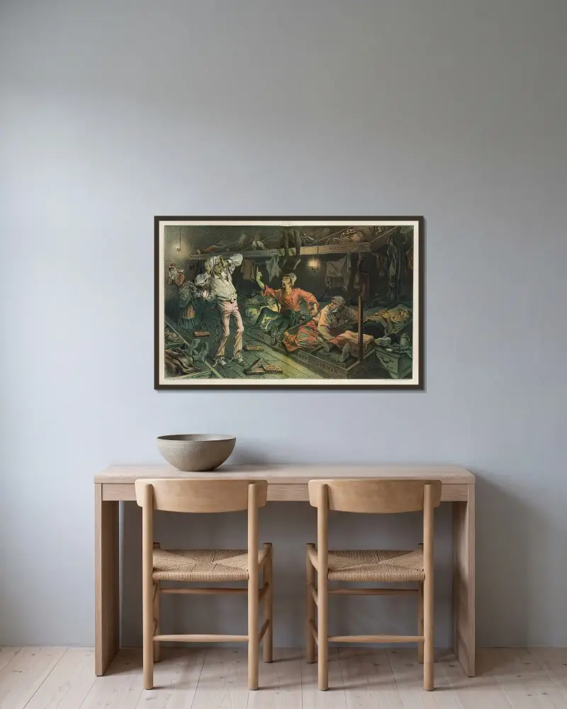 Farbror Sams hyreshus av Joseph Ferdinand Keppler inramad på en vägg