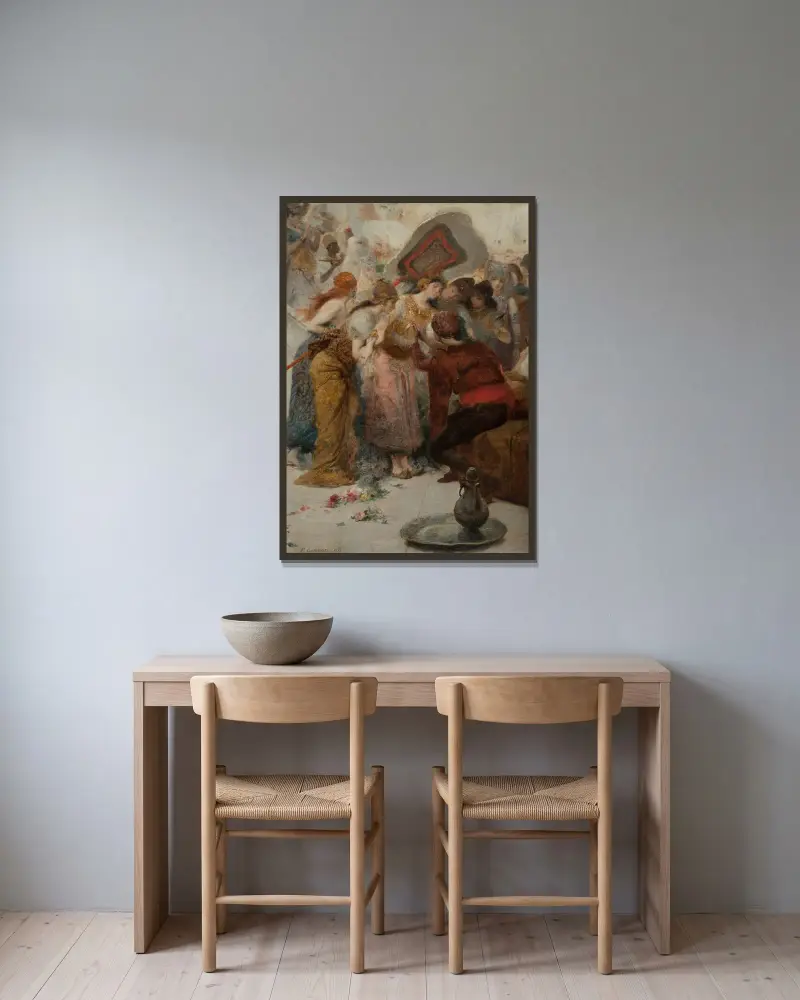 En exotisk kvinna och hennes följeslagare av Fernand Cormon inramad på en vägg