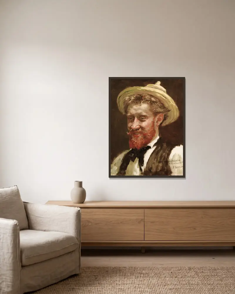 Portrait d’homme au chapeau av Fernand Cormon inramad på en vägg