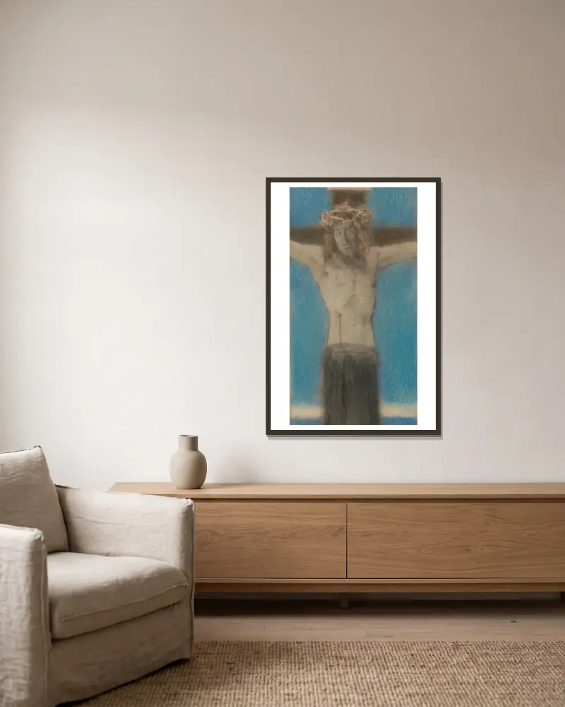 Caritas Aeterna von Fernand Khnopff gerahmt an einer Wand