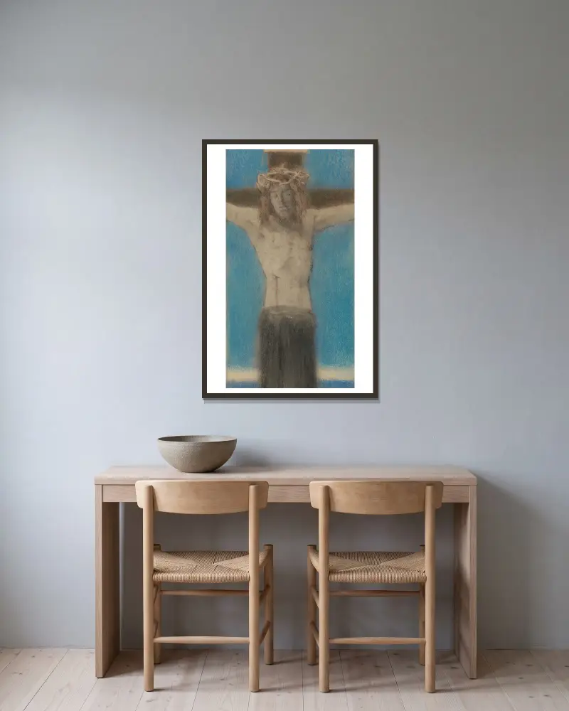 Caritas Aeterna von Fernand Khnopff gerahmt an einer Wand