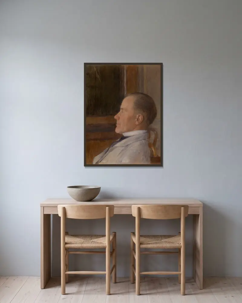 Edmond Khnopff, the Painter’s Father av Fernand Khnopff inramad på en vägg