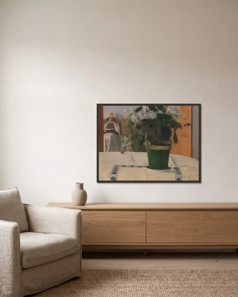 Hortenzie, Fernand Khnopff v rámu na stěně