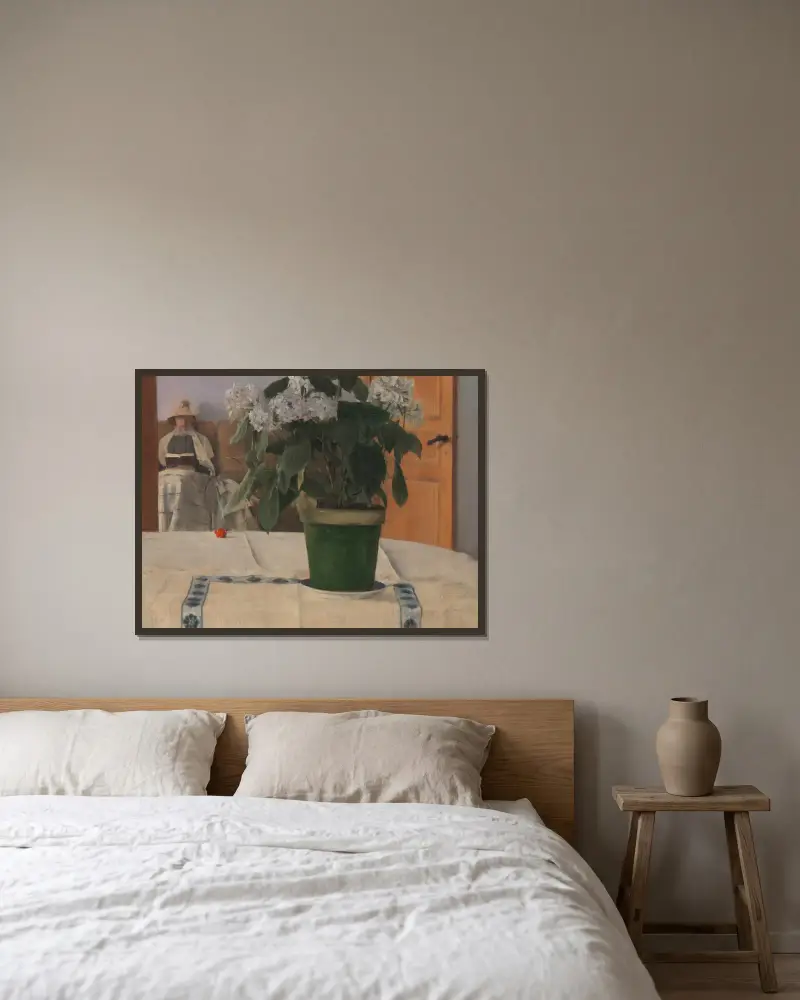 Hortenzie, Fernand Khnopff v rámu na stěně