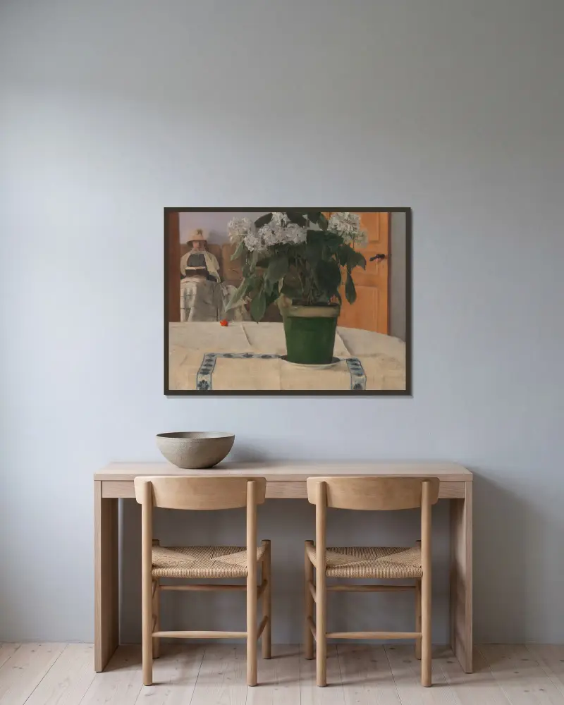 Hortenzie, Fernand Khnopff v rámu na stěně