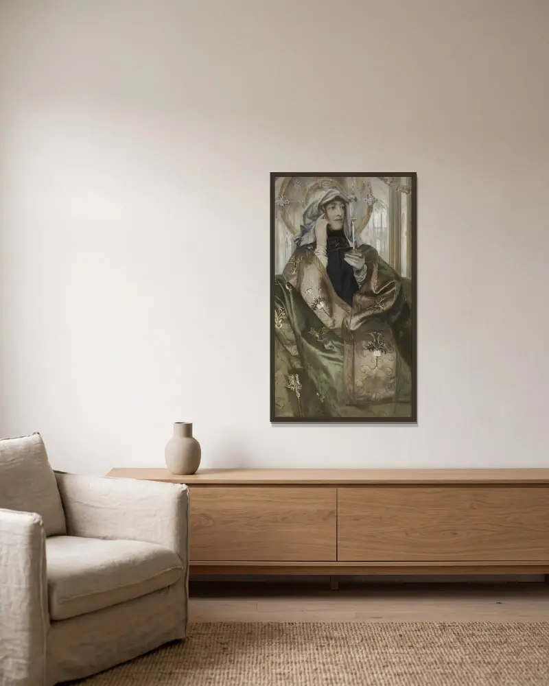 Rökelse av Fernand Khnopff inramad på en vägg