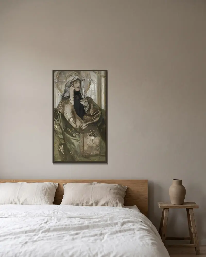 Rökelse av Fernand Khnopff inramad på en vägg