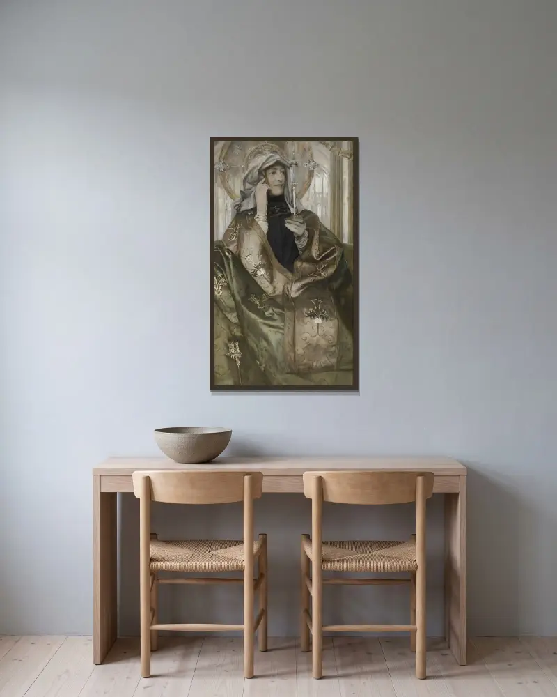 Rökelse av Fernand Khnopff inramad på en vägg