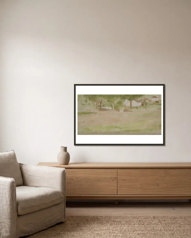 Landschap met brug te Fosset av Fernand Khnopff inramad på en vägg