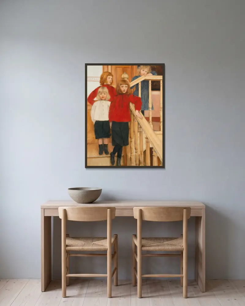 Les Enfants De Monsieur Neve av Fernand Khnopff inramad på en vägg