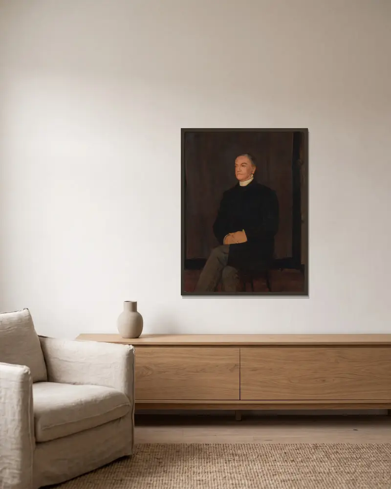 Porträt von Augustinus Gerardus Hubertus van Rijckevorsel von Fernand Khnopff gerahmt an einer Wand