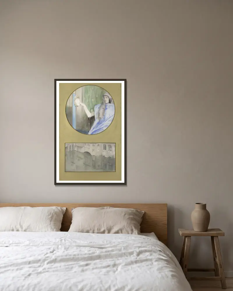 Secret-Reflet (Secret-Reflection) von Fernand Khnopff gerahmt an einer Wand