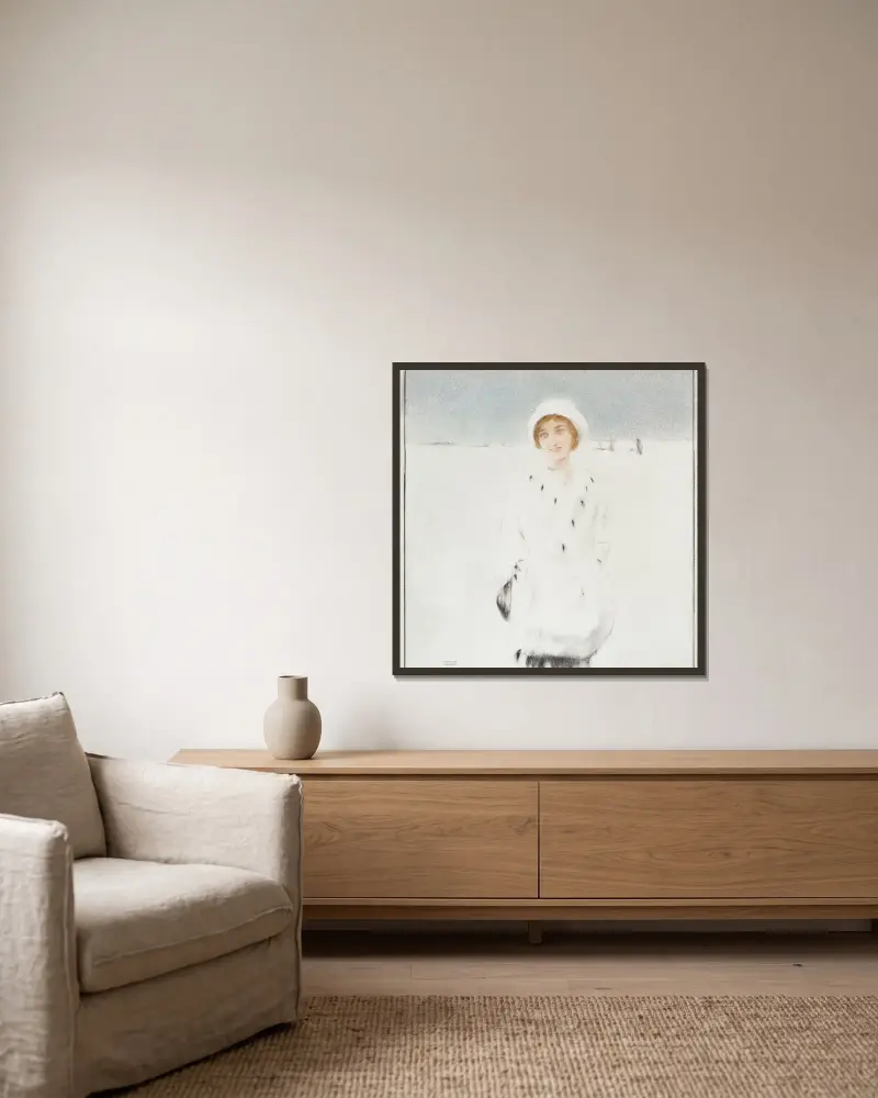 Bílý hranostaj, Fernand Khnopff v rámu na stěně