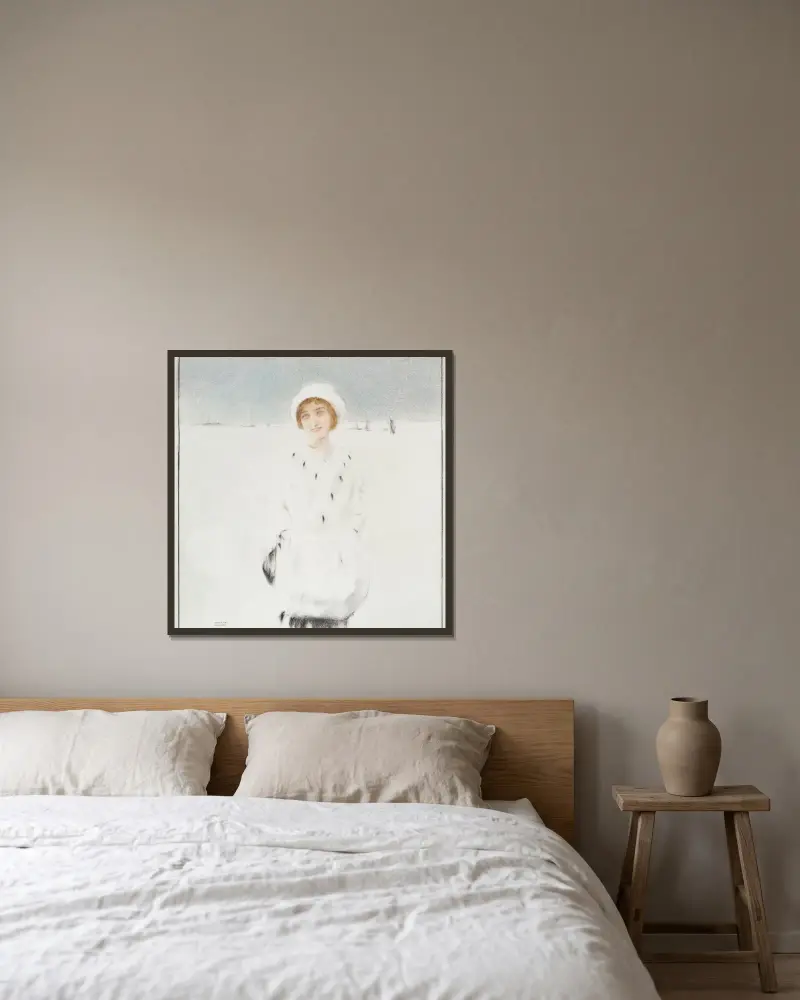 Bílý hranostaj, Fernand Khnopff v rámu na stěně