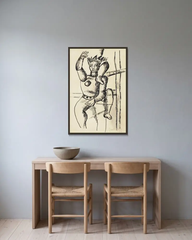 Acrobat av Fernand Léger inramad på en vägg
