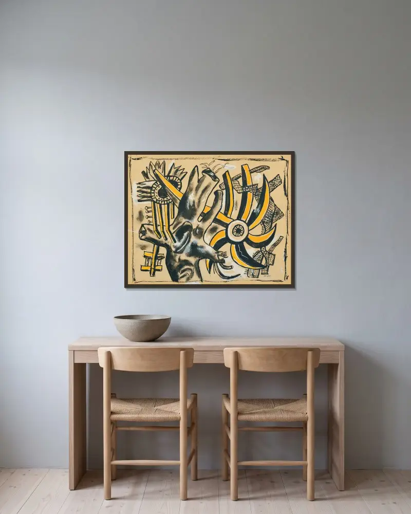 Träd och blomma av Fernand Léger inramad på en vägg