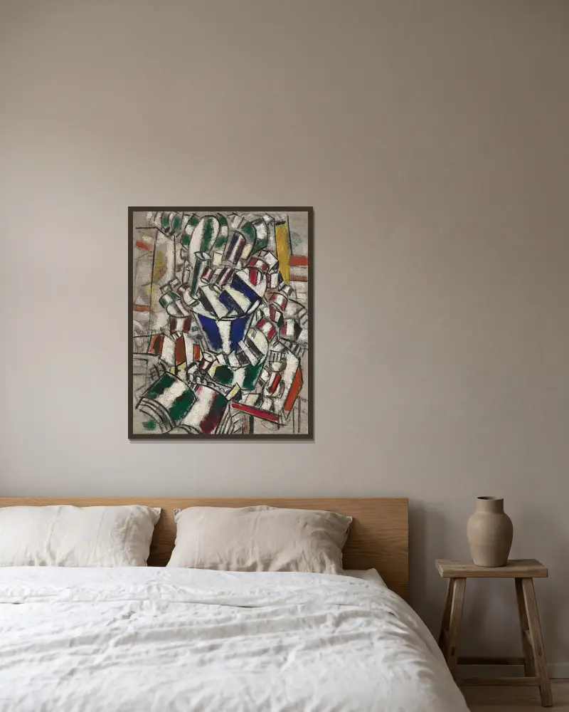 Komposition (Stilleben) av Fernand Léger inramad på en vägg