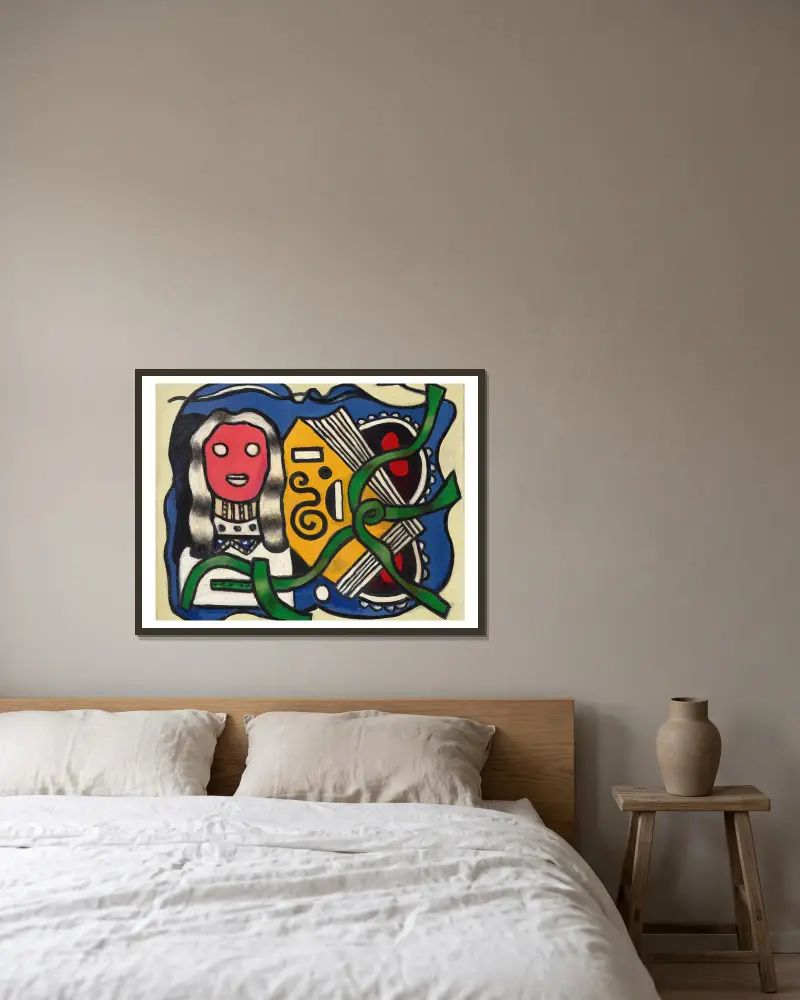 Komposition mit Puppe von Fernand Léger gerahmt an einer Wand