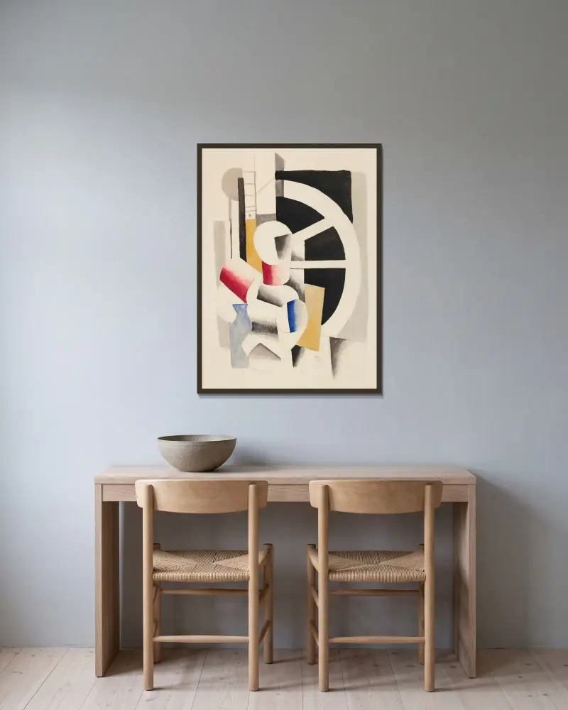 Komposition med figur av Fernand Léger inramad på en vägg