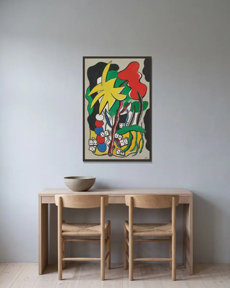 Komposition med dominobrickor av Fernand Léger inramad på en vägg