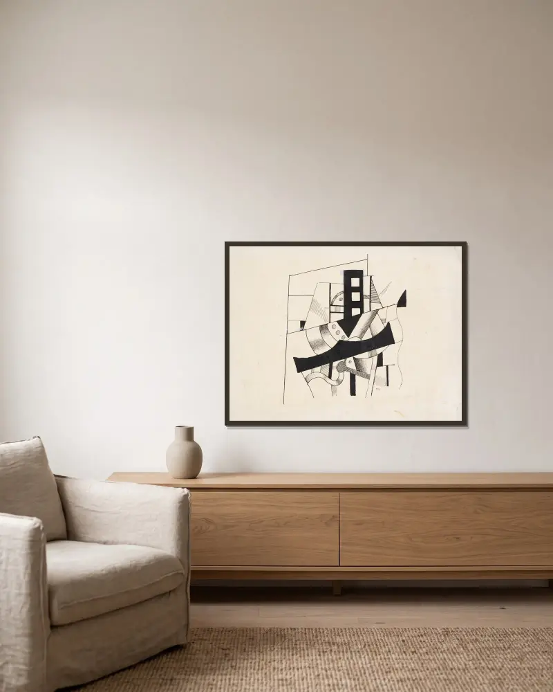 Komposition, 1920 – Nr. 1 von Fernand Léger gerahmt an einer Wand
