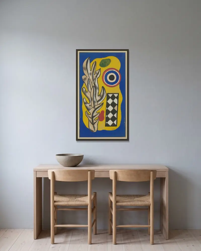 Komposition med ett löv av Fernand Léger inramad på en vägg