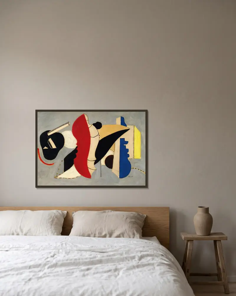 Rött snäckskal av Fernand Léger inramad på en vägg
