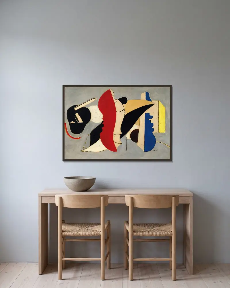 Rött snäckskal av Fernand Léger inramad på en vägg