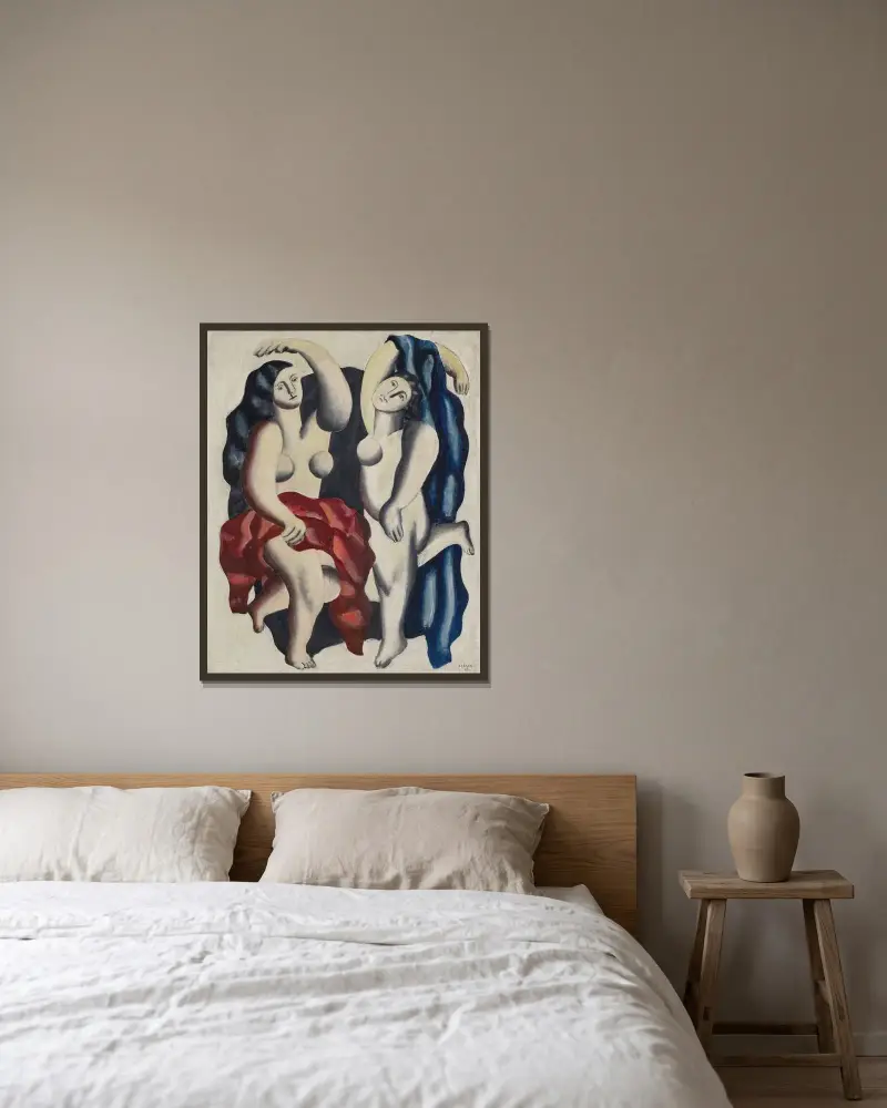 Två dansöser av Fernand Léger inramad på en vägg