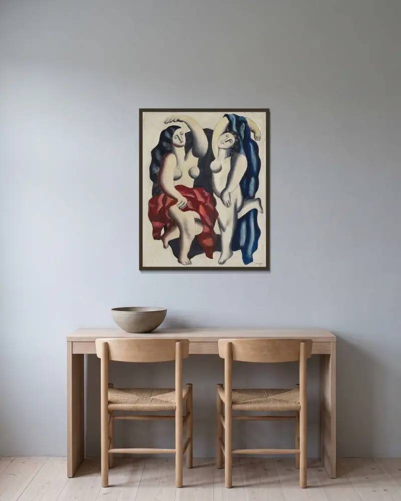 Två dansöser av Fernand Léger inramad på en vägg