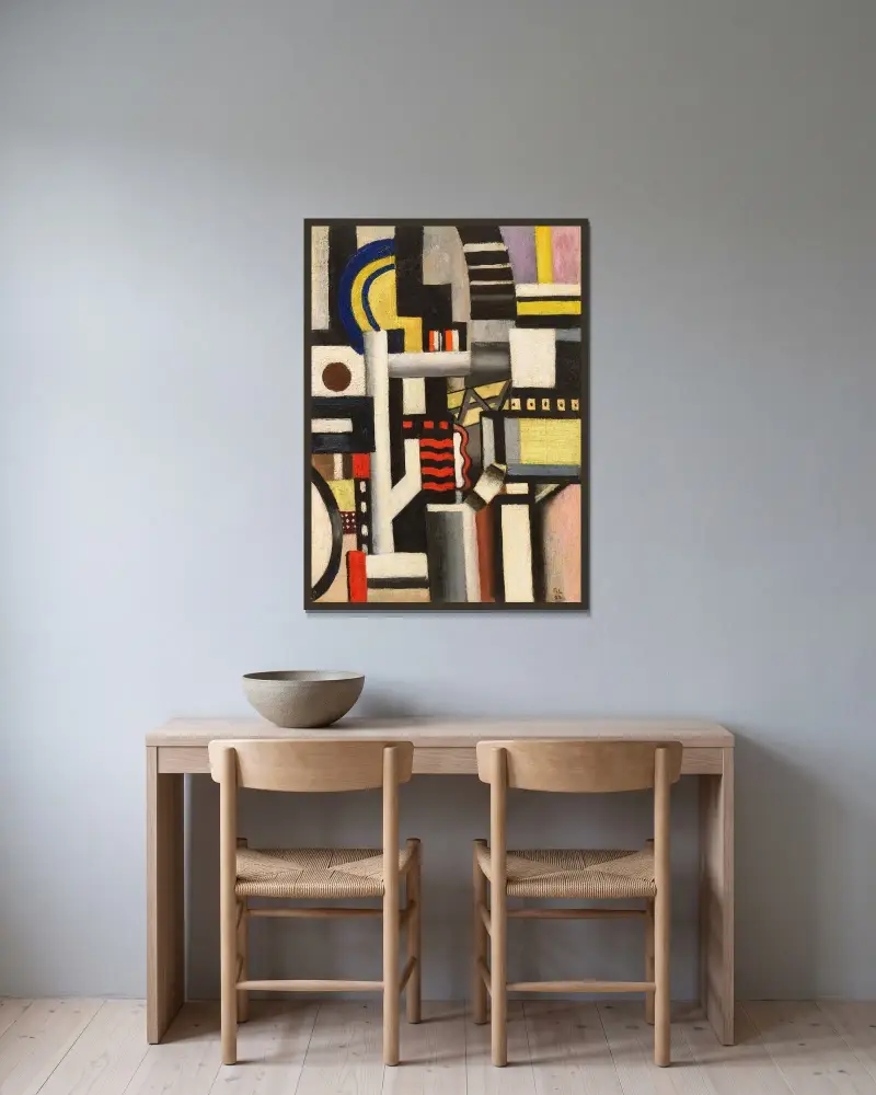 Mekaniska element av Fernand Léger inramad på en vägg