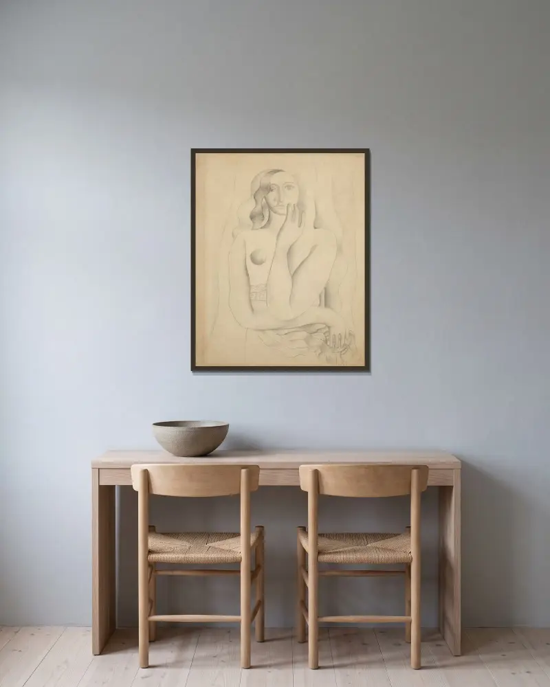 Sittande kvinna av Fernand Léger inramad på en vägg