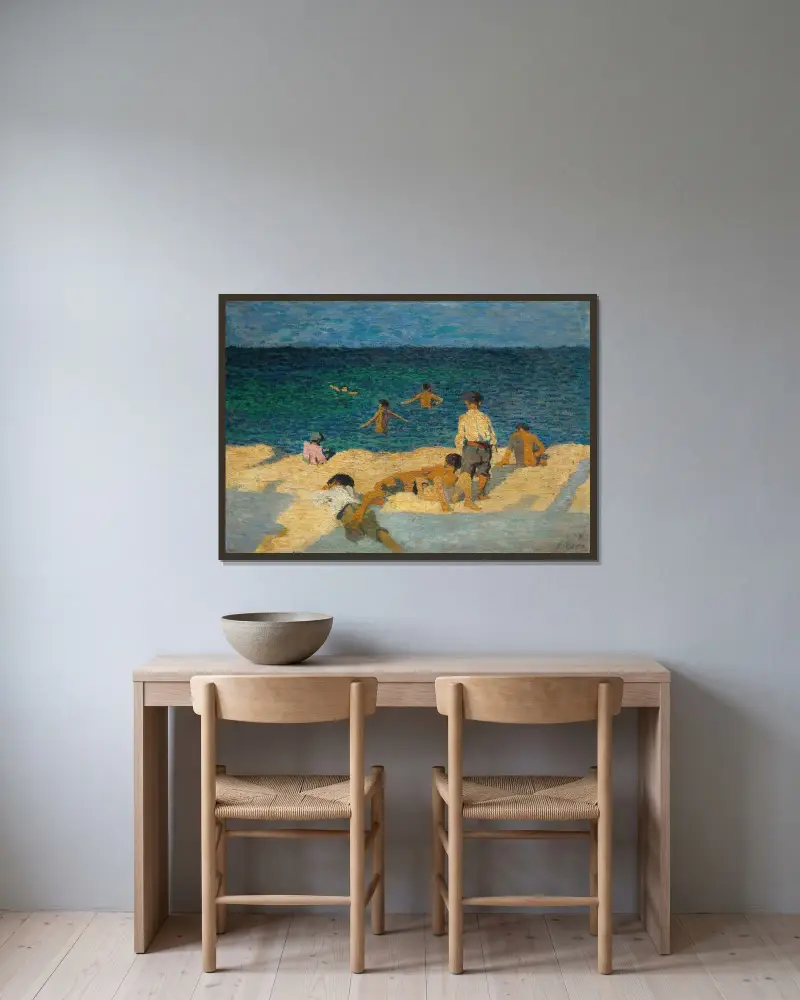 Gamins au soleil av Fernand Léger inramad på en vägg