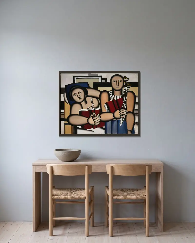 Läsningen av Fernand Léger inramad på en vägg
