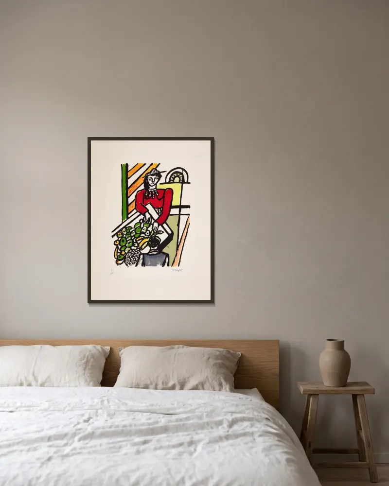 La marchande des quatre-saisons (The Merchant of Four Seasons) av Fernand Léger inramad på en vägg