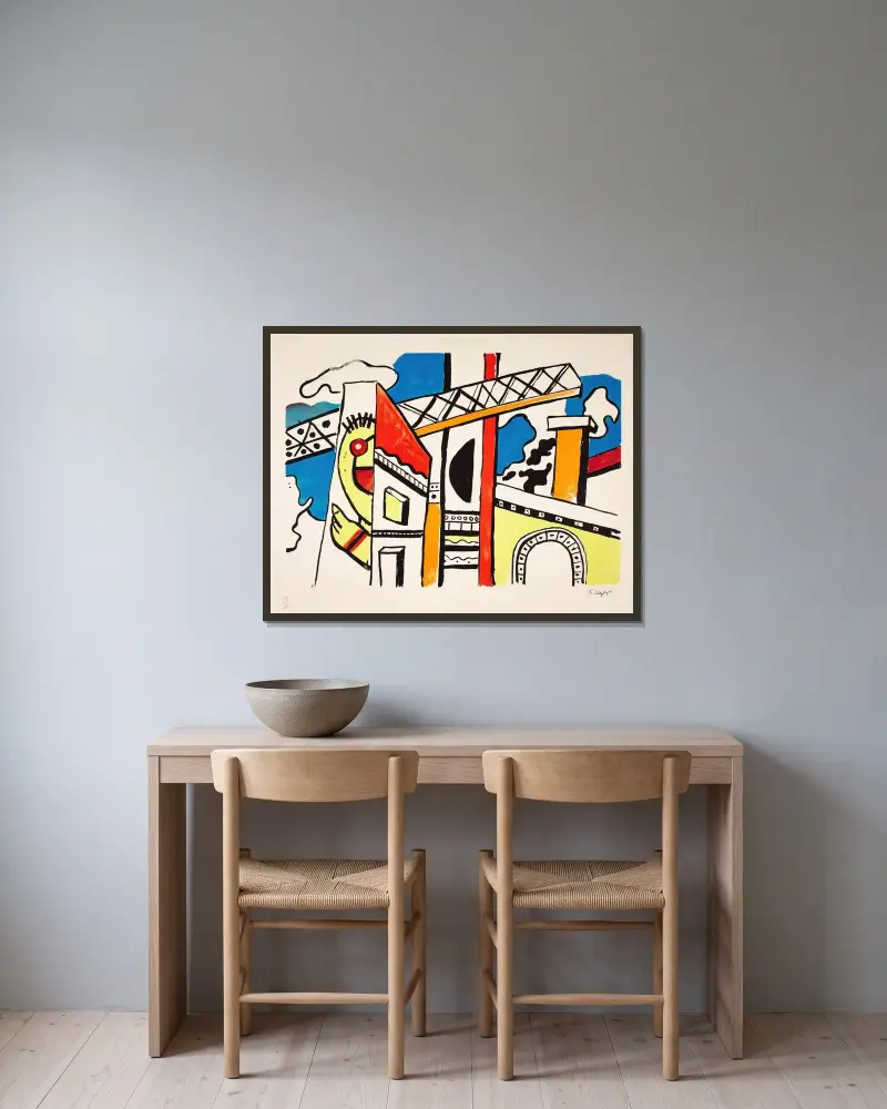 Viidukten av Fernand Léger inramad på en vägg