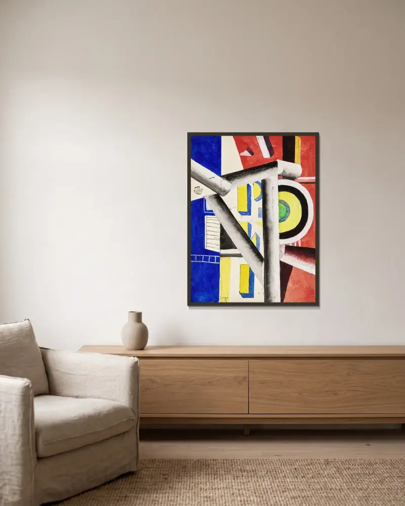 Ställningen av Fernand Léger inramad på en vägg