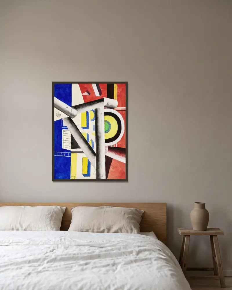 Ställningen av Fernand Léger inramad på en vägg