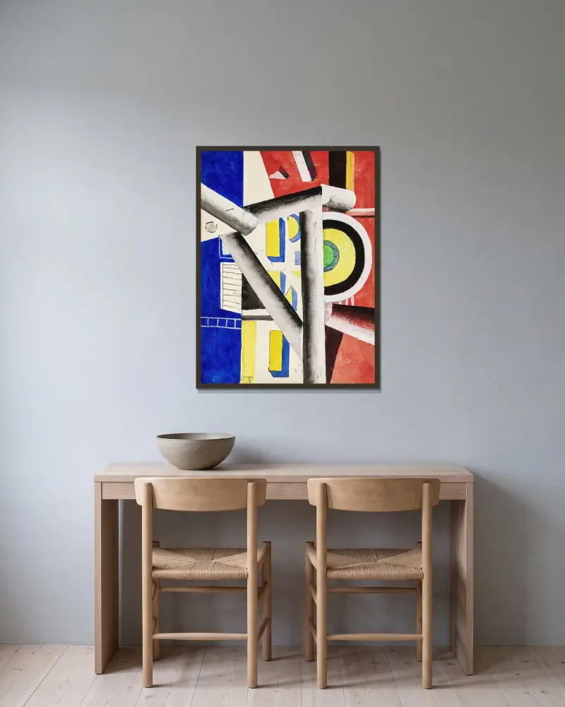 Ställningen av Fernand Léger inramad på en vägg