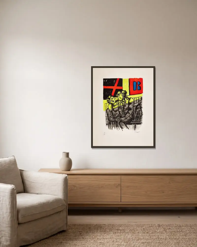 De älskande av Fernand Léger inramad på en vägg