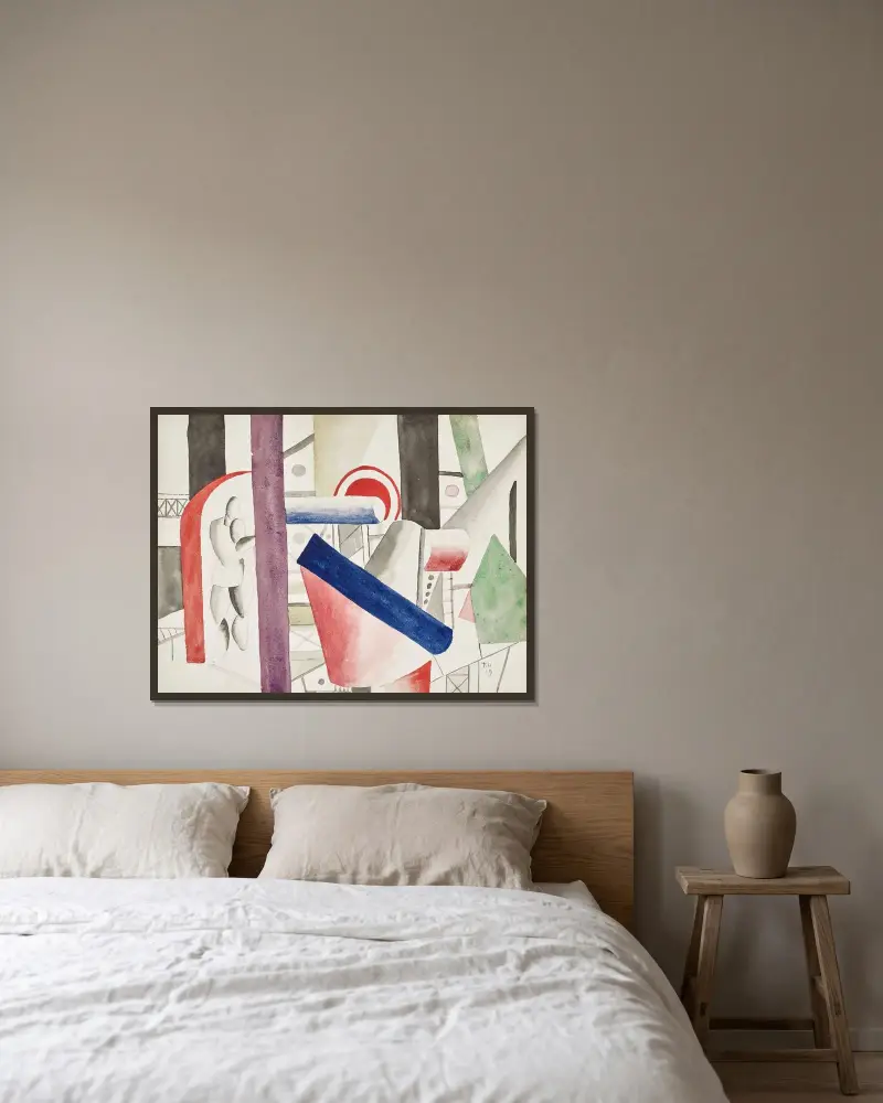 Fabriken av Fernand Léger inramad på en vägg