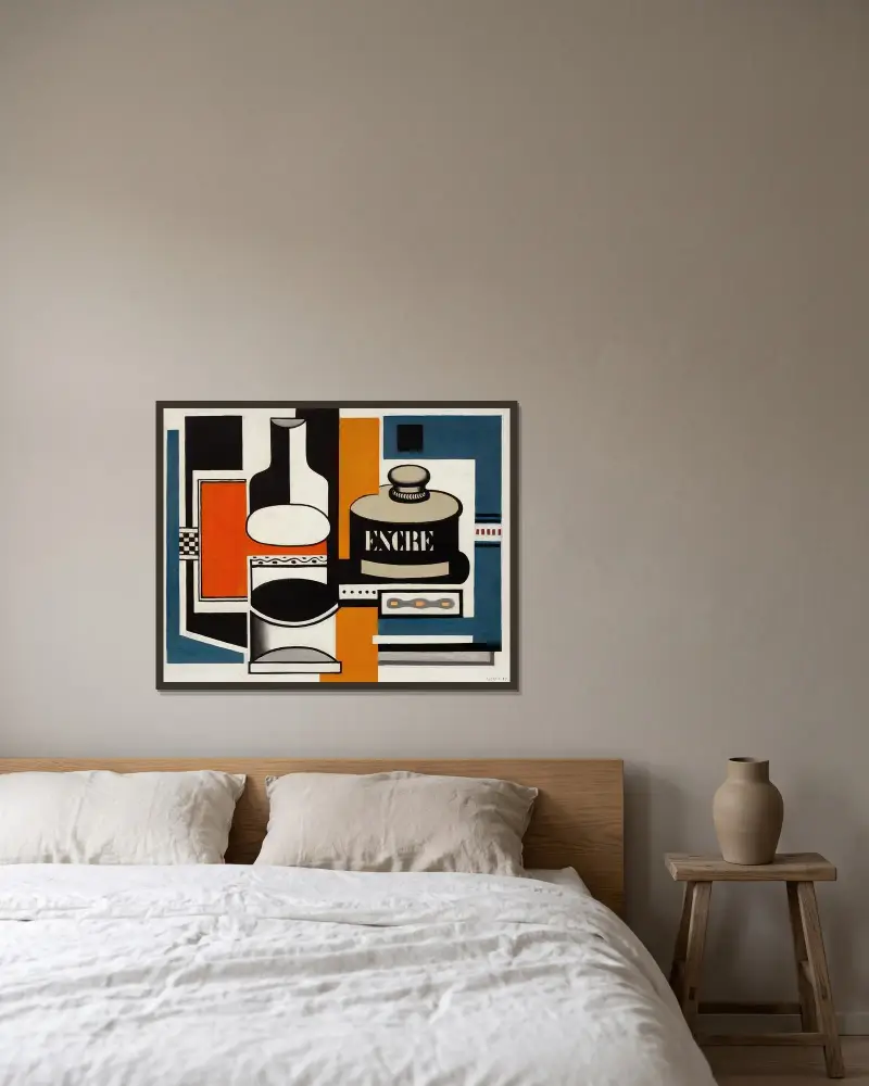 Stilleben med bläckhorn av Fernand Léger inramad på en vägg