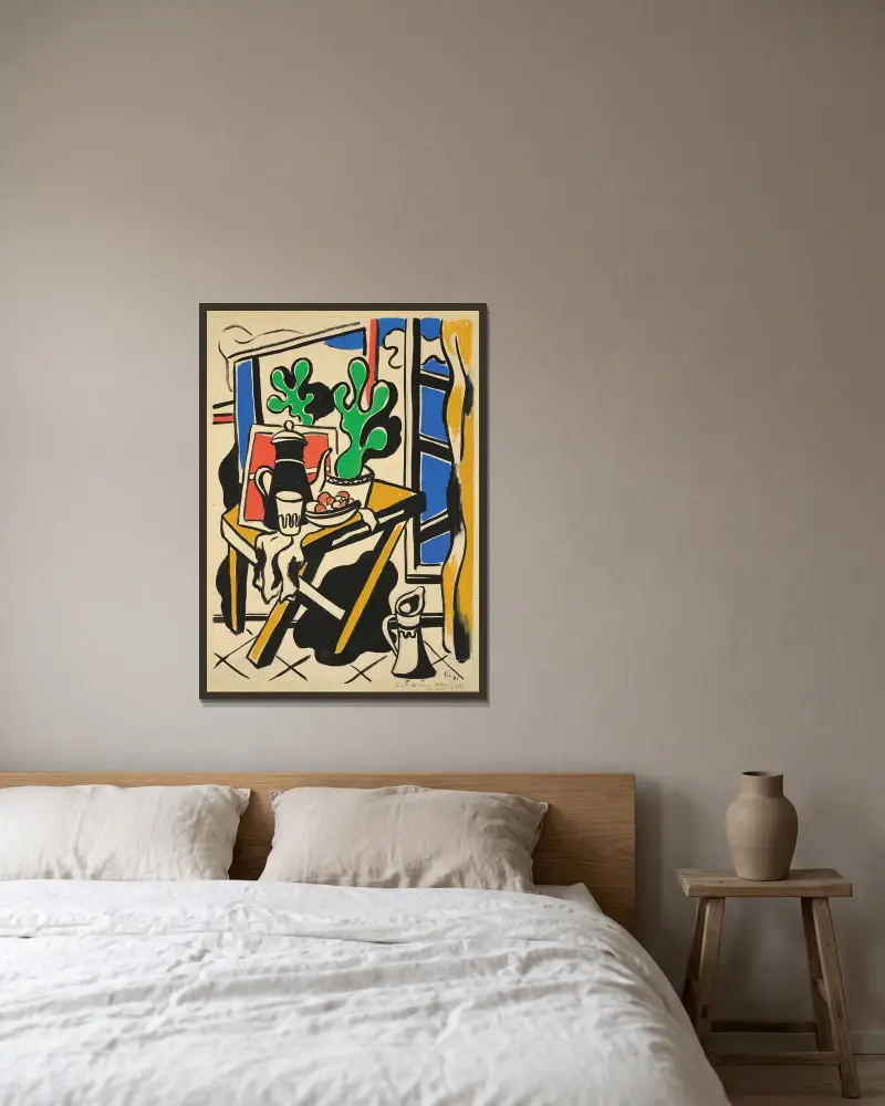 Stilleben i köket av Fernand Léger inramad på en vägg